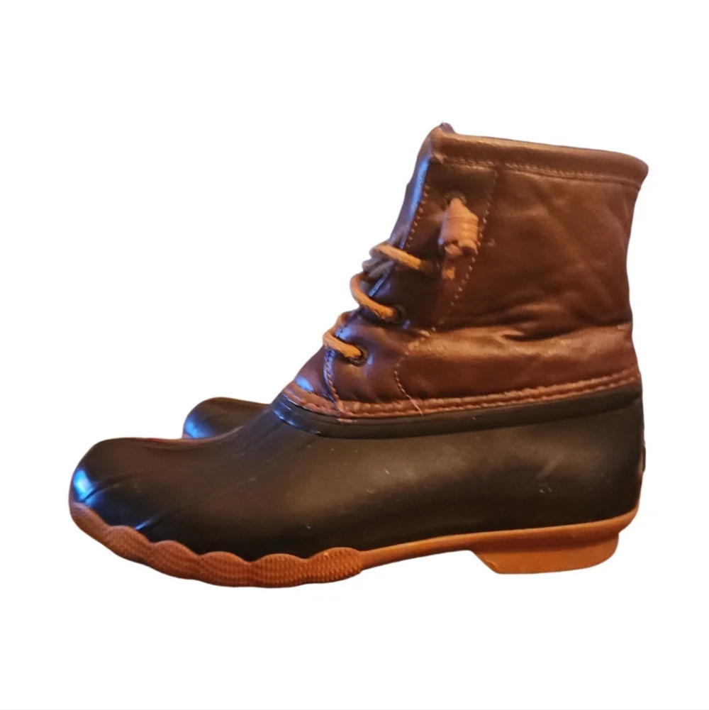 SPERRY TOPSIDER YG55203 BROWN SALTWATER DUCK BOOT Gorpcore women 6.5 Fisherman - Picture 1 of 7
